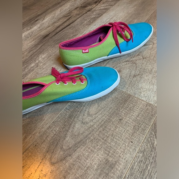 Keds colour block 90’s 80’s style bright blue green pink size 10 - Picture 2 of 8